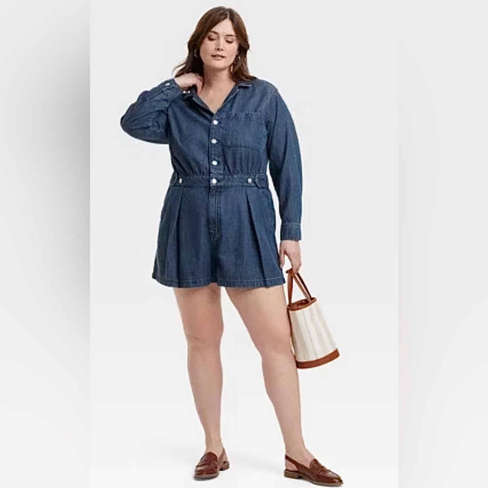 Universal Thread Denim Long Sleeve Romper - Picture 2 of 10